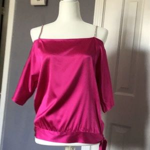 Antonio Melani fuchsia pink silk top rhinestone
